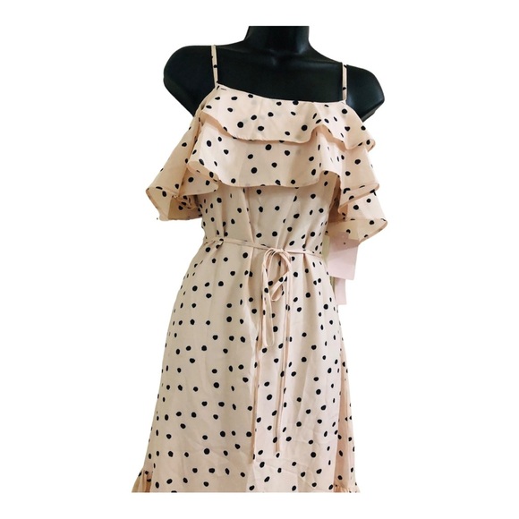 Anthropologie Avec les filles pink polka dot belted ruffled tiered dress size 2 - Picture 5 of 16